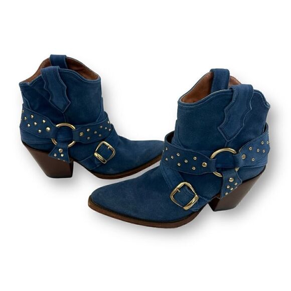 Elvis Presley American Rebel Blue Suede Boots Booties Size 8.5” - Picture 2 of 10